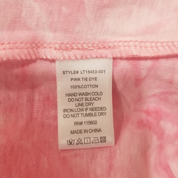 NWT Women's All In Favor Pink Tie Dye tee, long sl - Picture 5 of 5